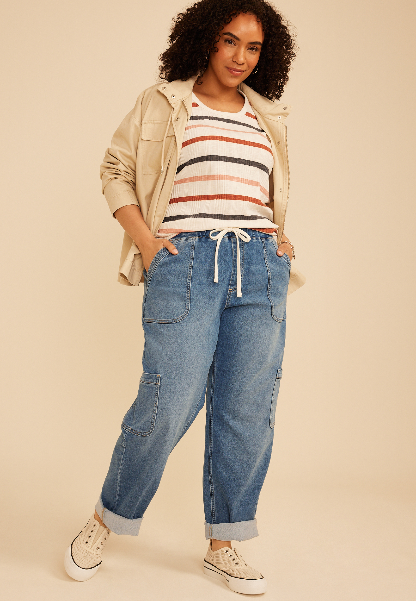Plus Size m jeans by maurices&trade; Soft Knit High Rise Rolled Hem Jogger