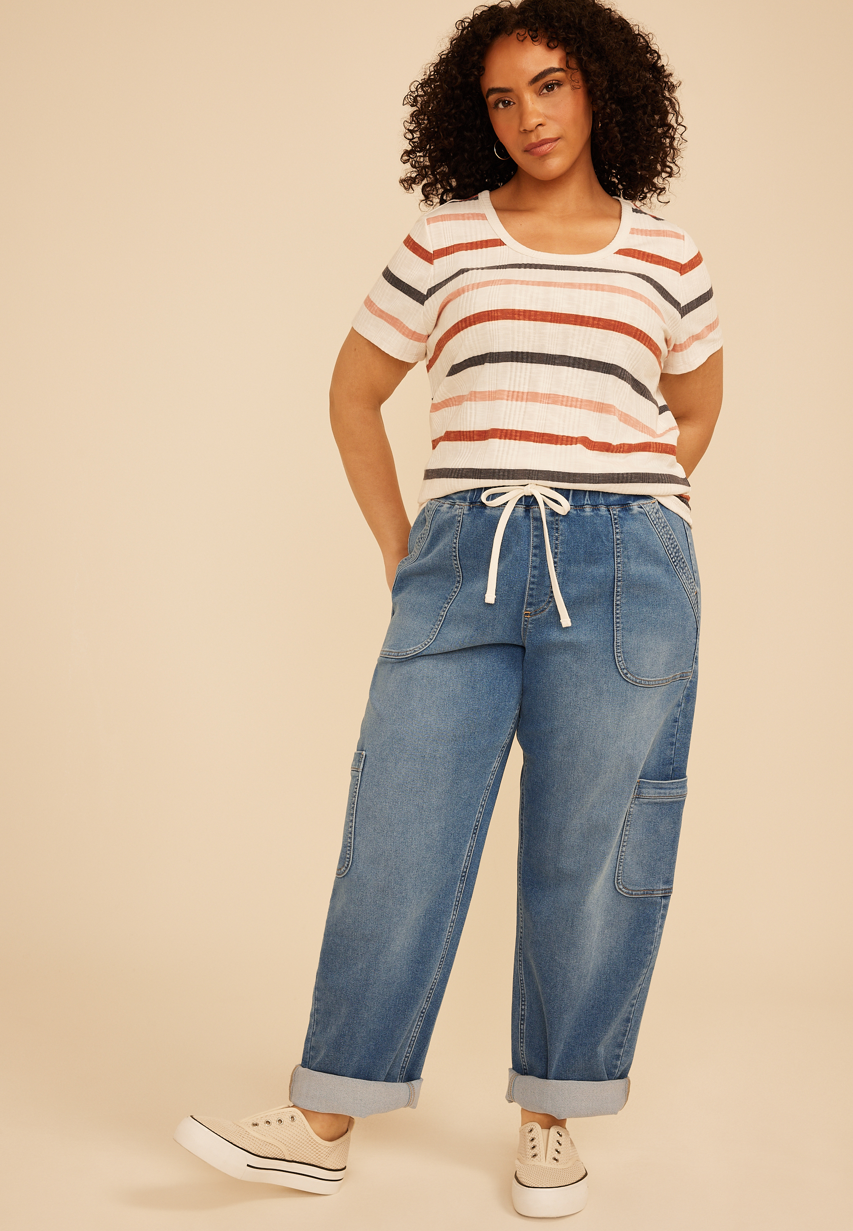 Plus Size m jeans by maurices&trade; Soft Knit High Rise Rolled Hem Jogger, C3337, large
