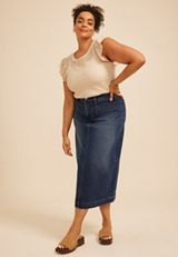 Plus Size m jeans by maurices&trade; High Rise Patch Pocket Denim Skirt, C258, small