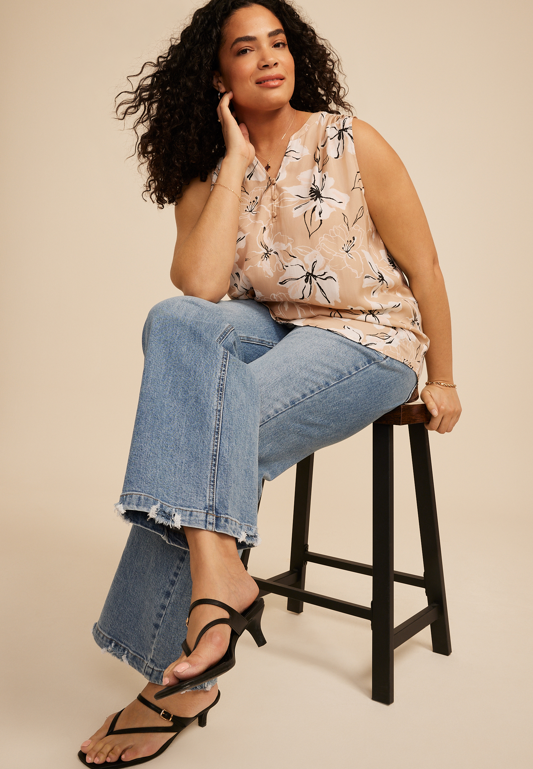 Plus Size Henley Tank Top