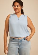 Plus Size Henley Tank Top, C9182, small
