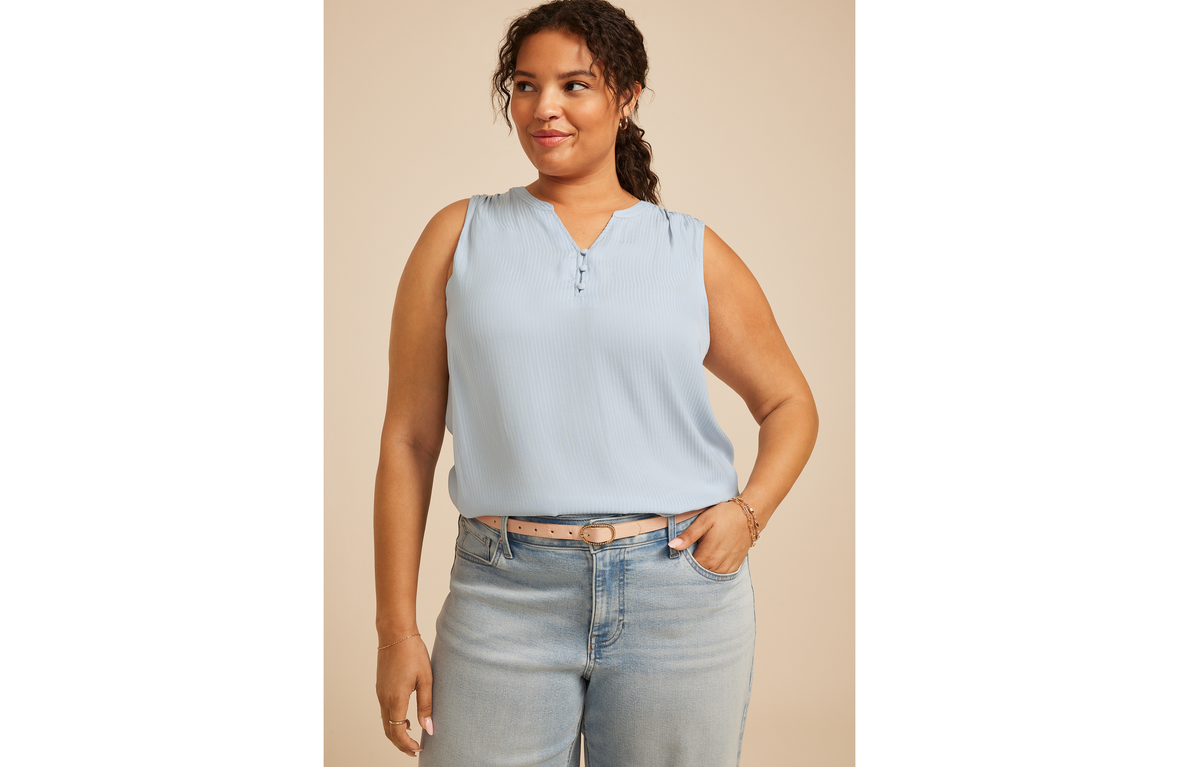 Plus Henley Tank Top