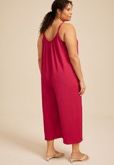 Plus Size Bare V Neck Wide Leg Jumpsuit, C9513, small