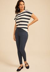 High Rise Stitch Pocket Denim Bengaline Skinny Pant, C740, small