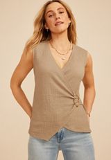 Studio Y Textured Wrap Front Tank Top, C8714, small