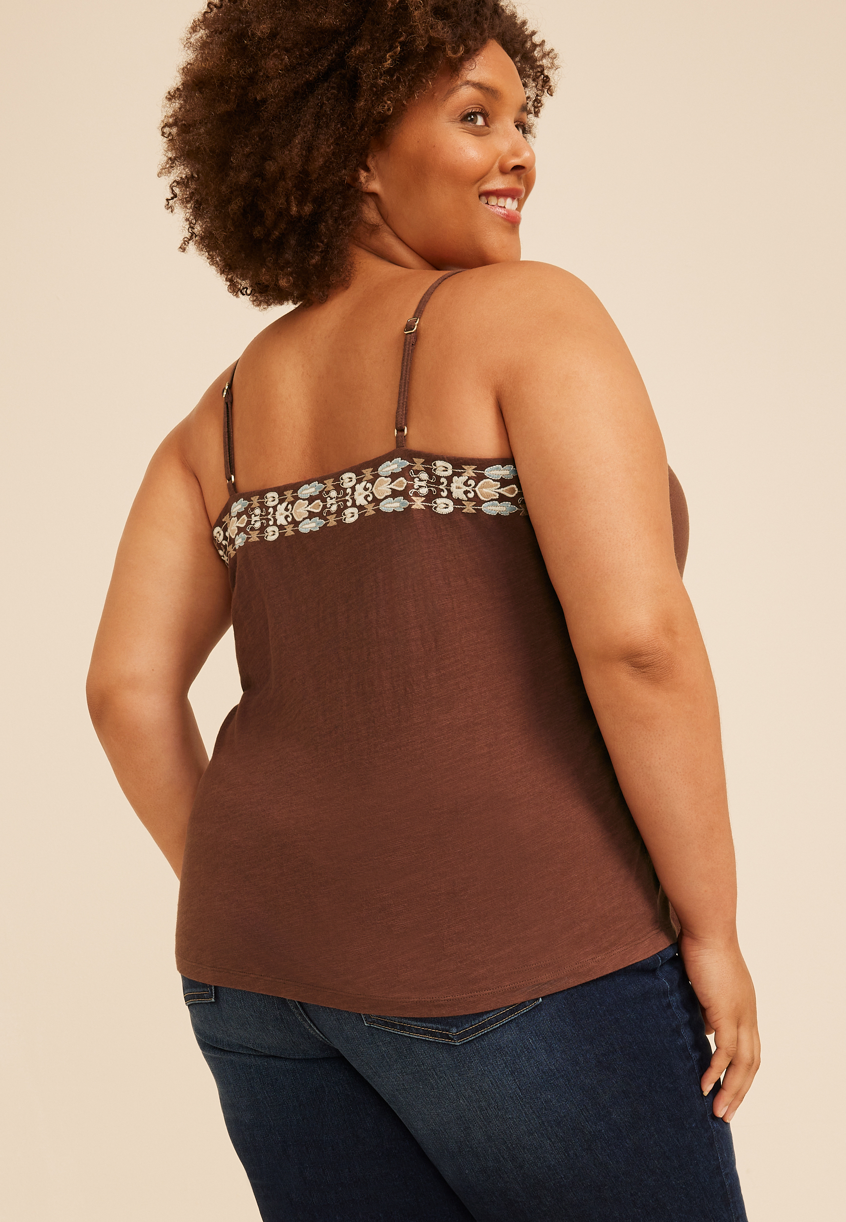 Plus Size Embroidered V Neck Cami | maurices