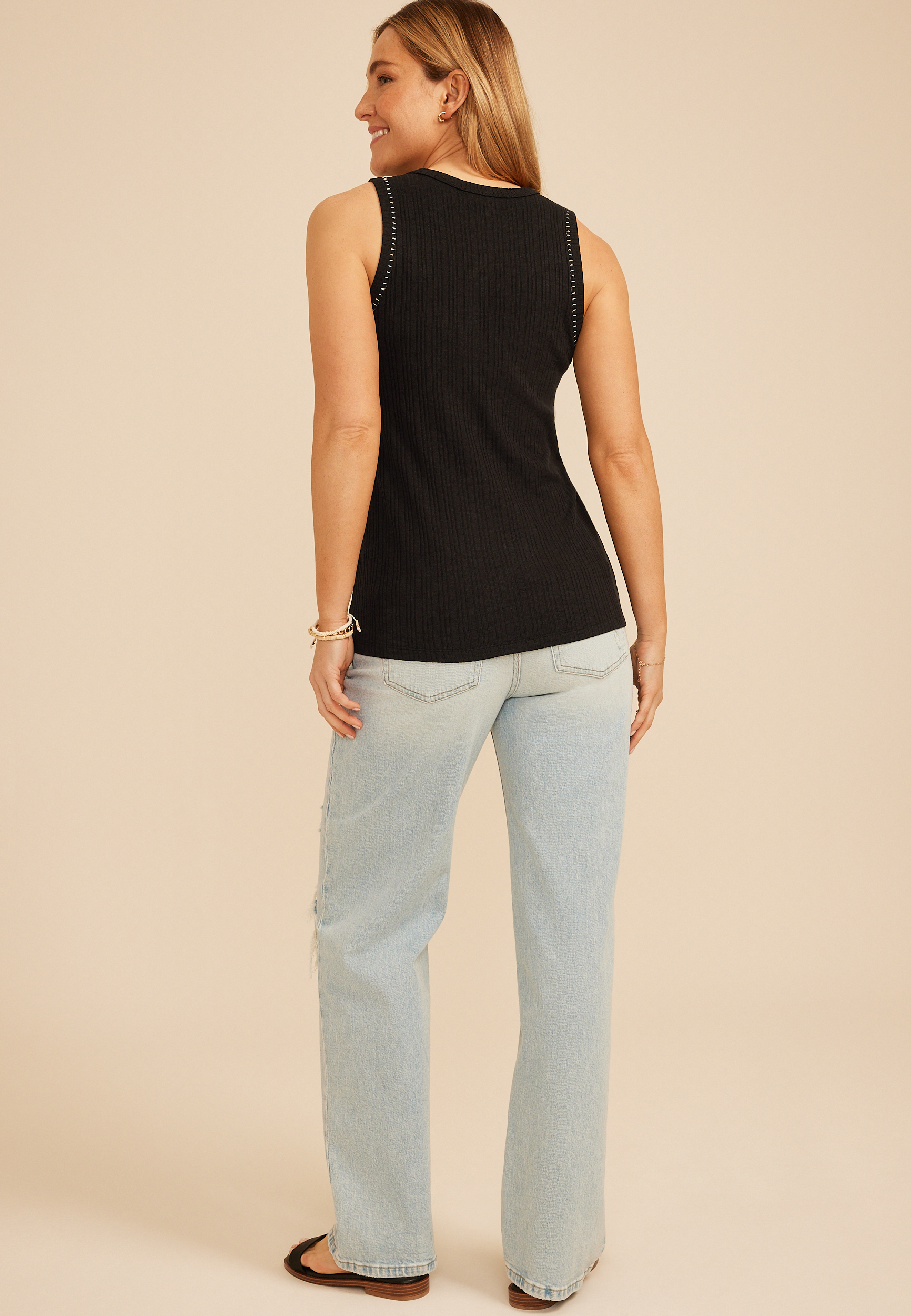 Whipstitch Henley Tank Top