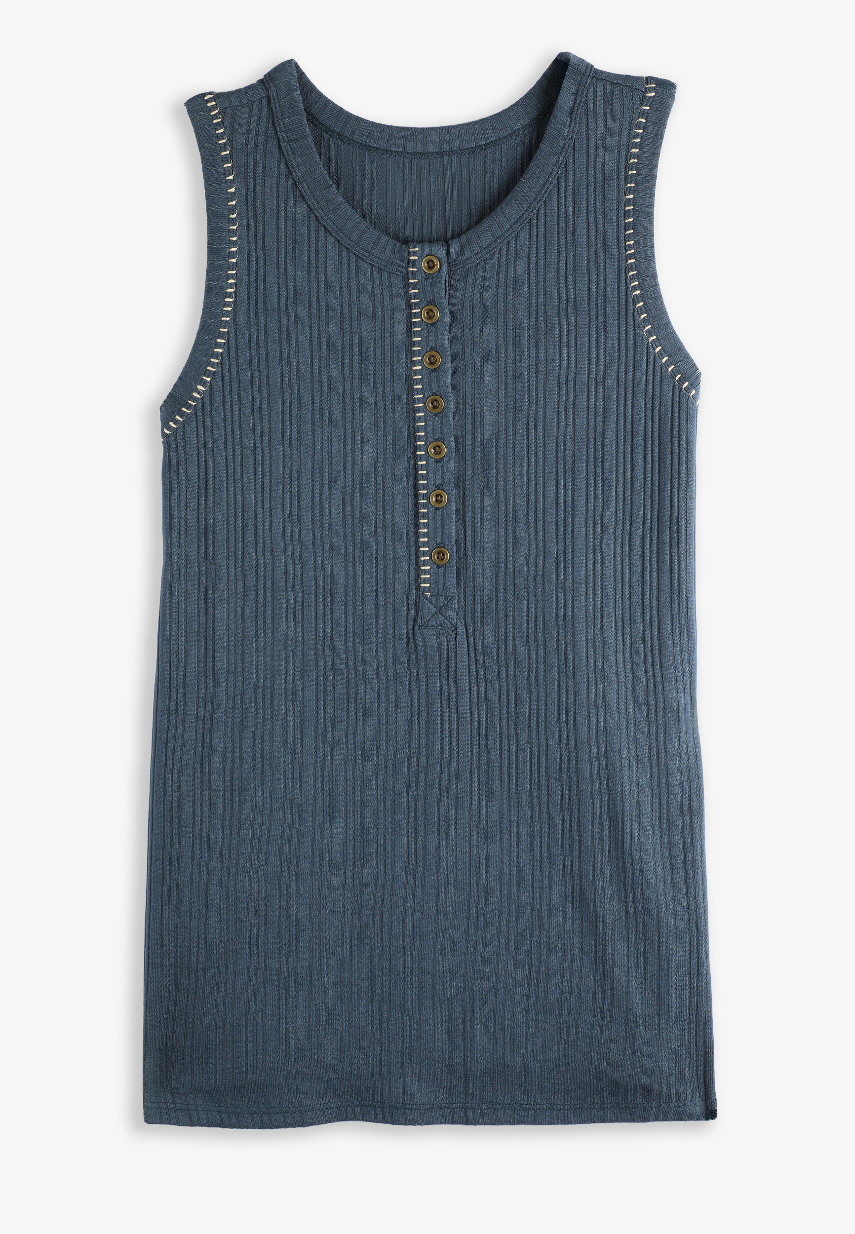 Whipstitch Henley Tank Top