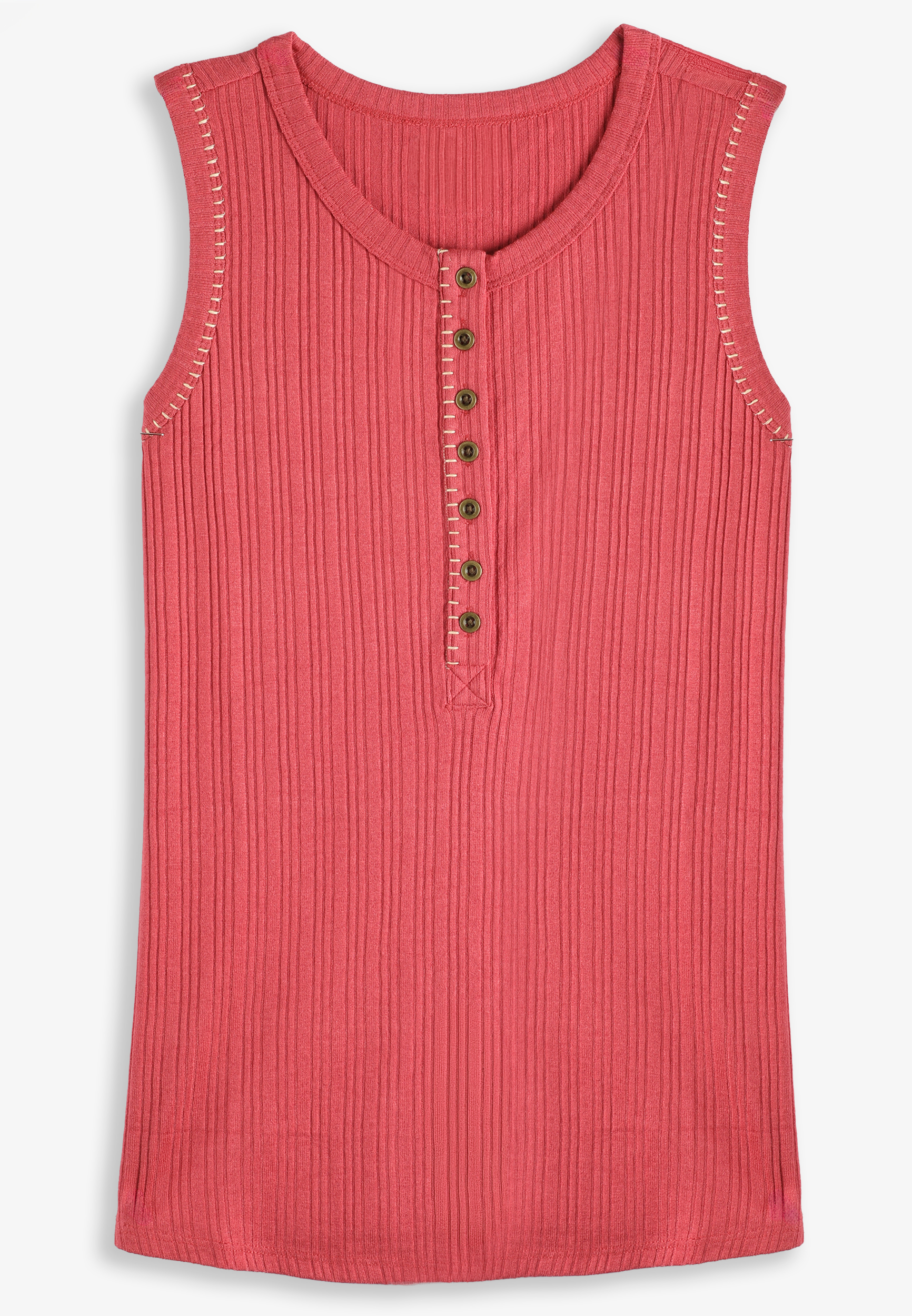 Plus Size Whipstitch Henley Tank Top