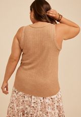 Plus Size Whipstitch Henley Tank Top, C520, small