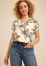 Delton Floral Henley Blouse, C5487, small
