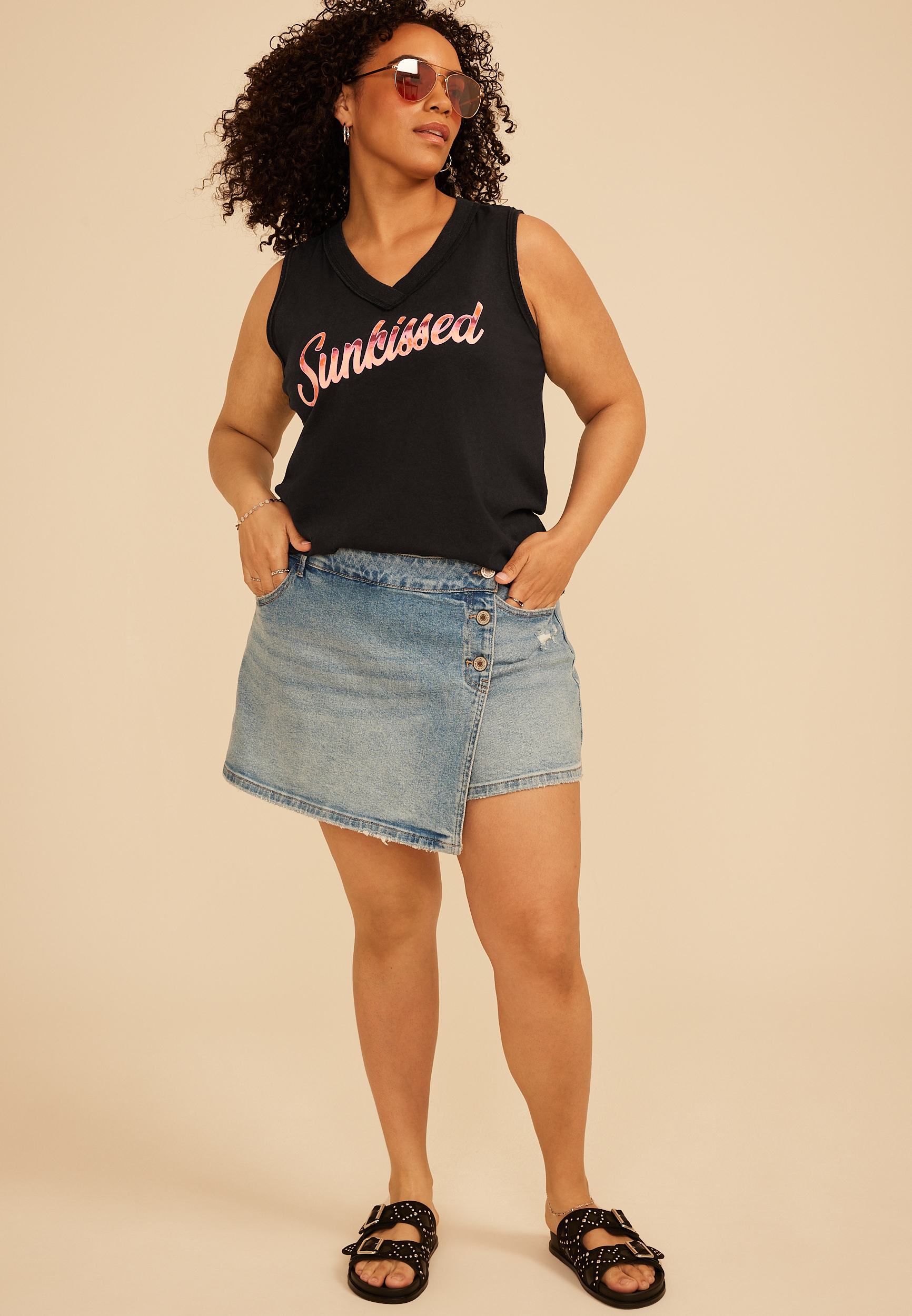 Plus Size Sunkissed Graphic Tank Top, C106, large
