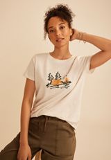 Embroidered Camp Scene Classic Fit Graphic Tee, C2445, small