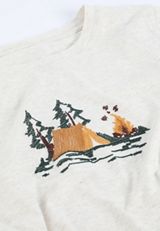Embroidered Camp Scene Classic Fit Graphic Tee, C2445, small