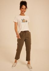 Embroidered Camp Scene Classic Fit Graphic Tee, C2445, small