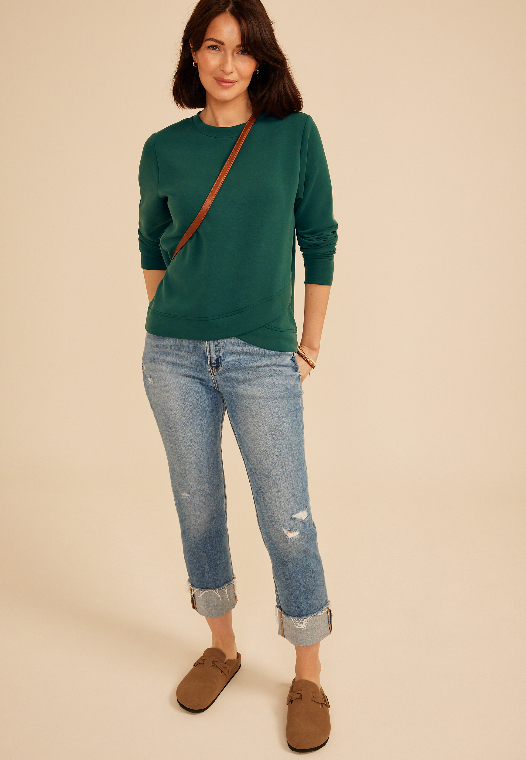 Cloud Scuba Knit Tulip Hem Sweatshirt, C2735, large