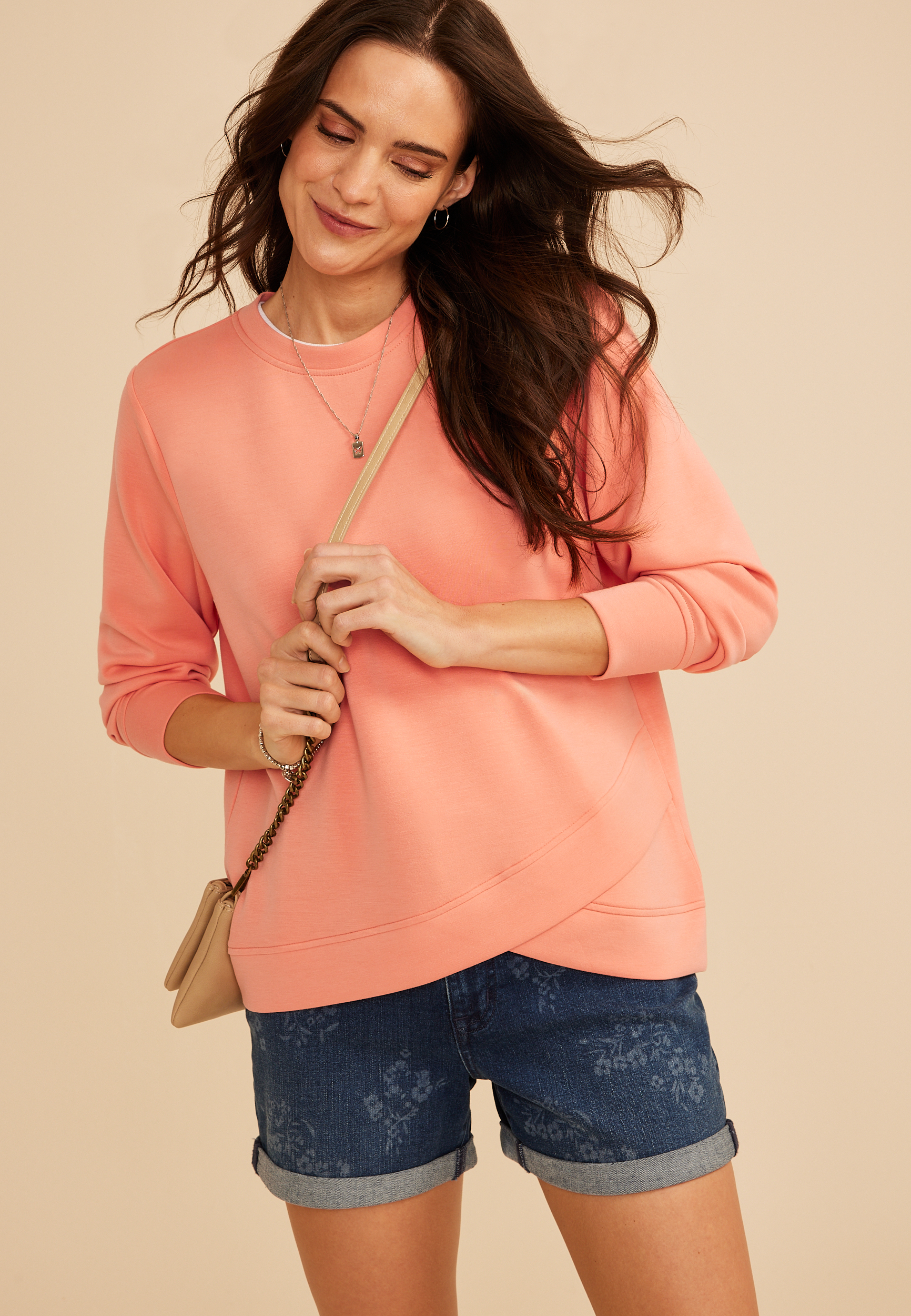 Cloud Scuba Knit Tulip Hem Sweatshirt - thumbnail 5