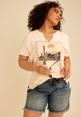 Plus Size Metallic Desert Scenic Classic Fit Graphic Tee, C2972, small