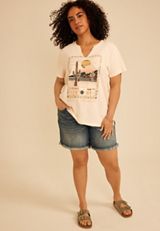 Plus Size Metallic Desert Scenic Classic Fit Graphic Tee, C2972, small