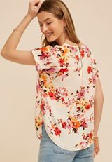 Delton Floral Zipper Back Blouse, C1524, small
