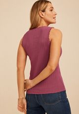 Pointelle Lace Trim Tank Top, C4867, small