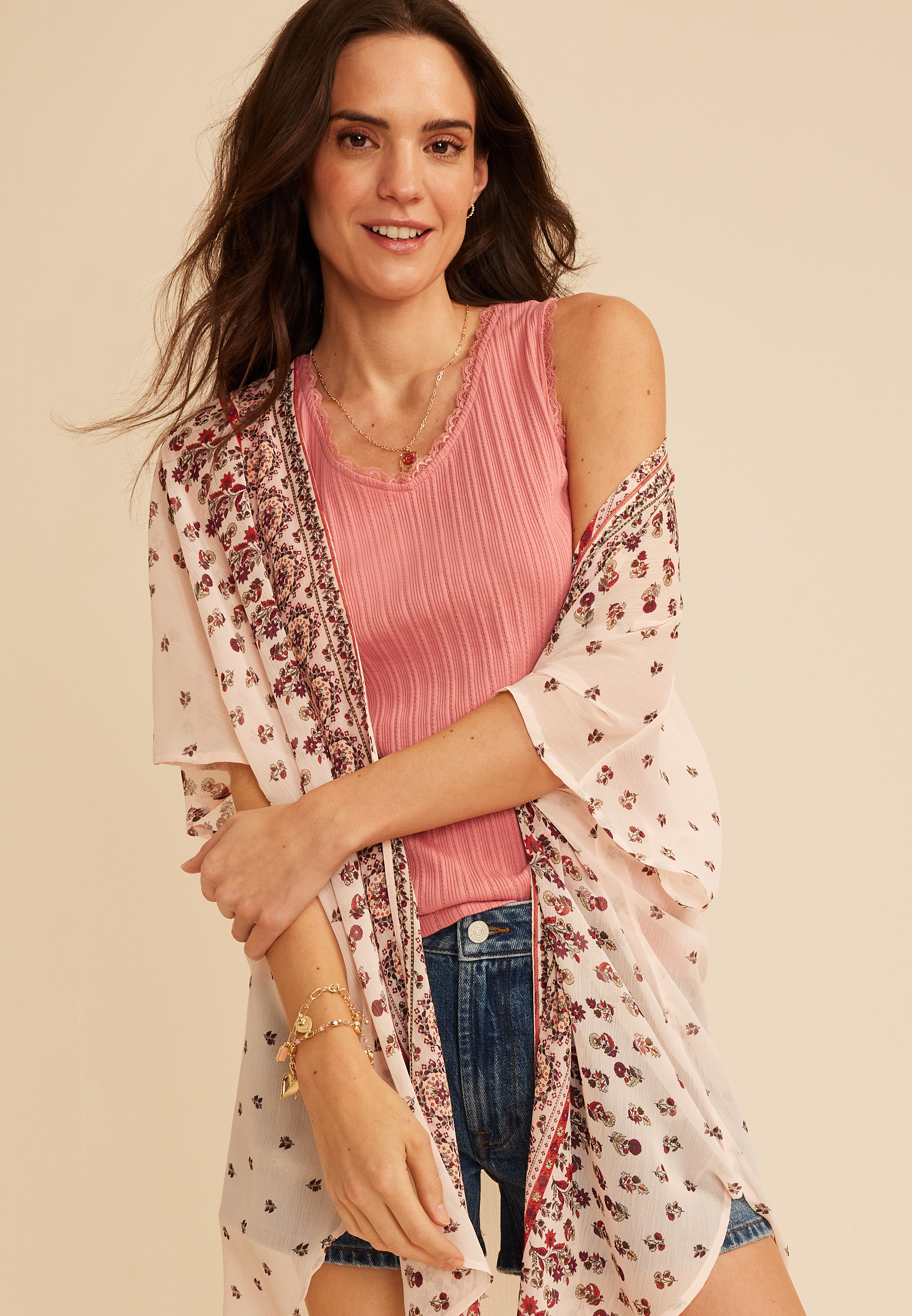 Pointelle Lace Trim Tank Top