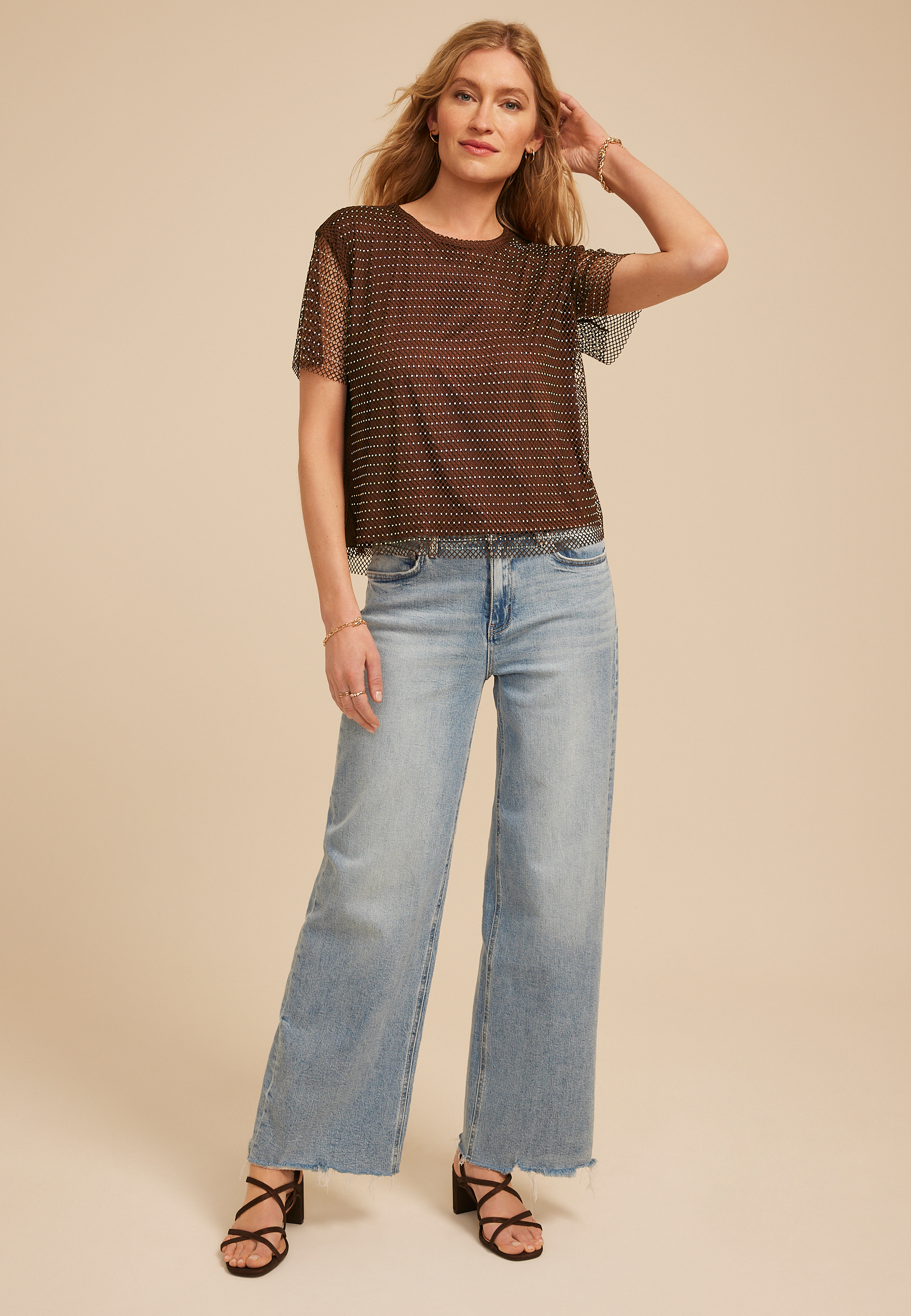 Studio Y Mesh Rhinestone Top