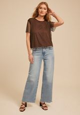 Studio Y Mesh Rhinestone Top, SHAVED CHOCOLATE, small