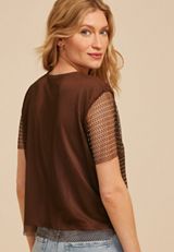 Studio Y Mesh Rhinestone Top, SHAVED CHOCOLATE, small