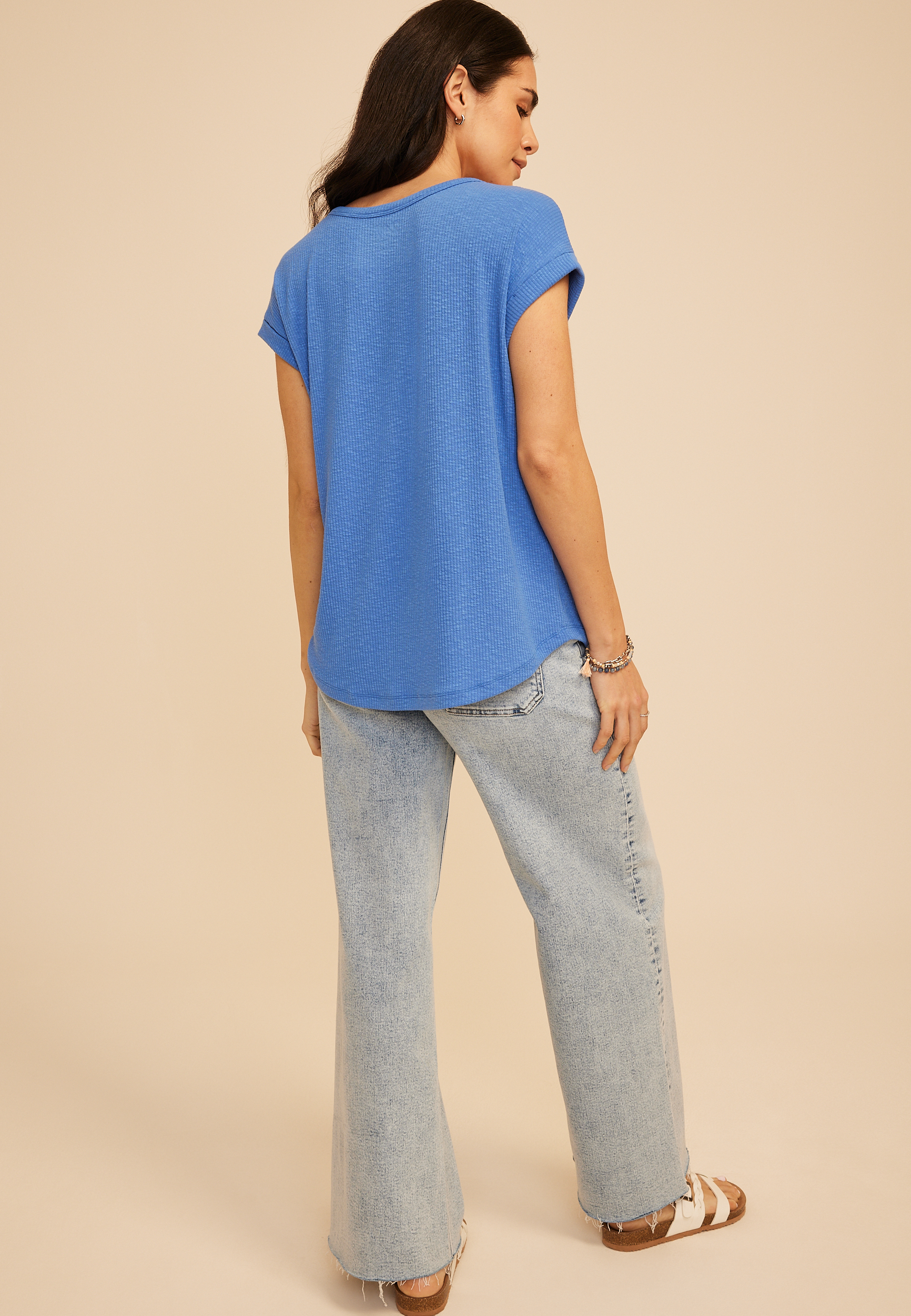 24/7 Clara Ribbed Tee, C1879, large