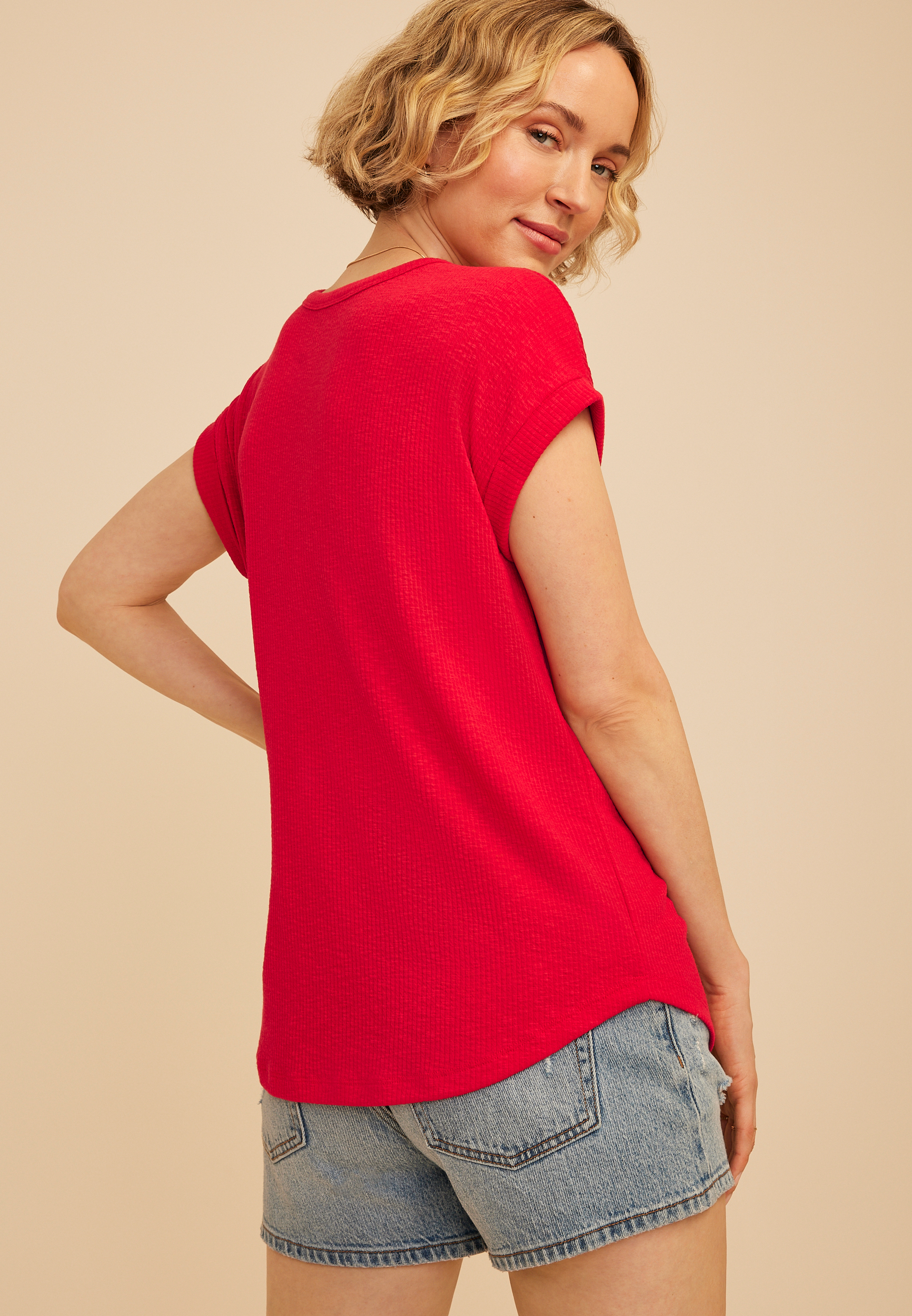 24/7 Clara Ribbed Tee, C3342, large