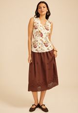 Floral Print Ruffle Trim V Neck Tank Top, C1524, small