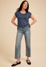 24/7 Metallic Stripe Scoop Neck Tee, C180, small