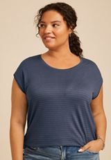 Plus Size 24/7 Metallic Stripe Scoop Neck Tee, C180, small