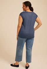 Plus Size 24/7 Metallic Stripe Scoop Neck Tee, C180, small