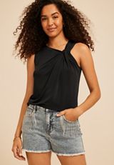 Studio Y Asymmetrical Neckline Knot Tank Top, C106, small