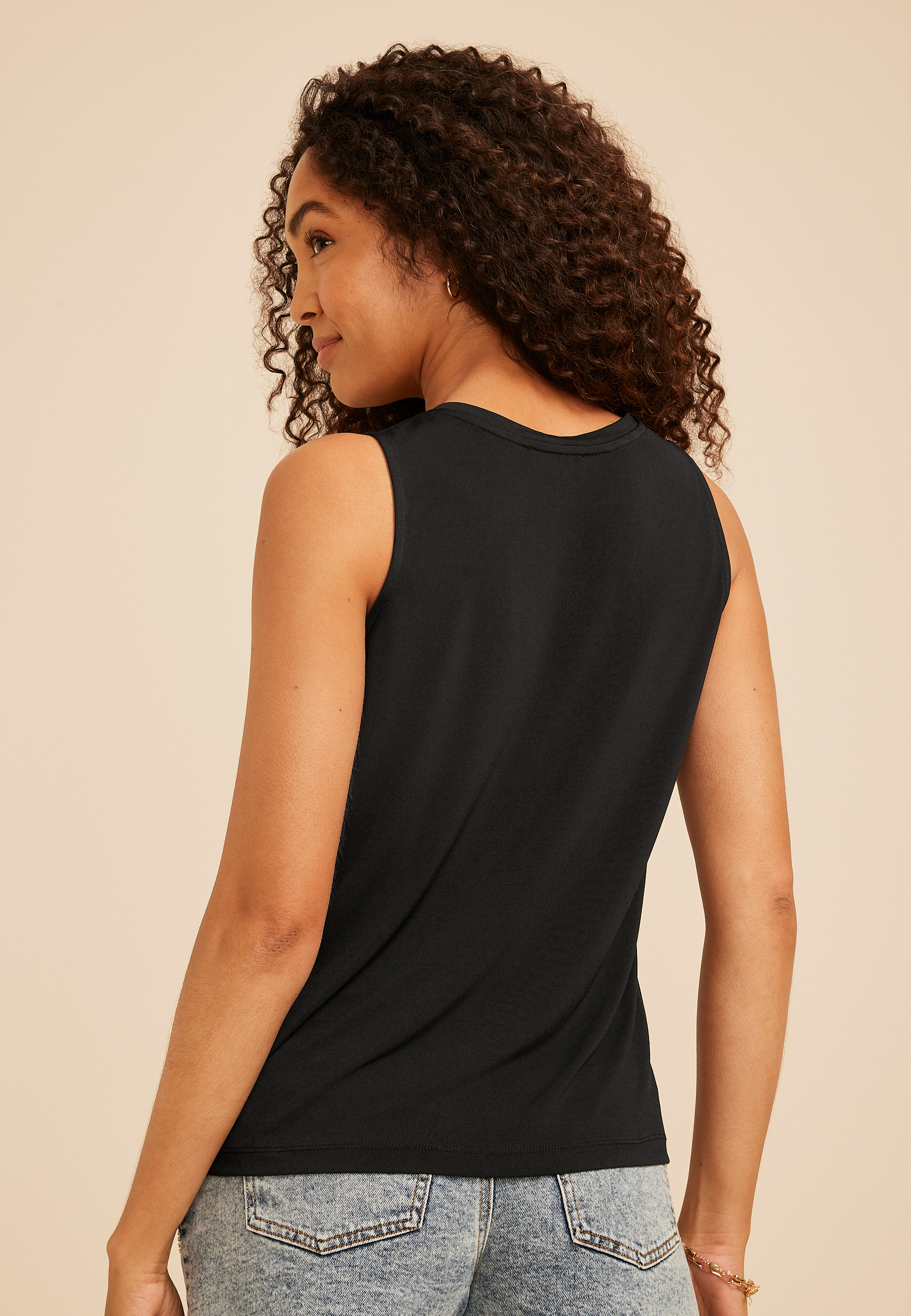 Studio Y Asymmetrical Neckline Knot Tank Top, C106, large