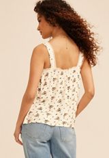 Floral Lace Trim Button Front Tank Top, C1757, small