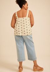 Plus Size Floral Lace Trim Button Front Tank Top, C1757, small