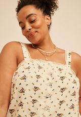 Plus Size Floral Lace Trim Button Front Tank Top, C1757, small