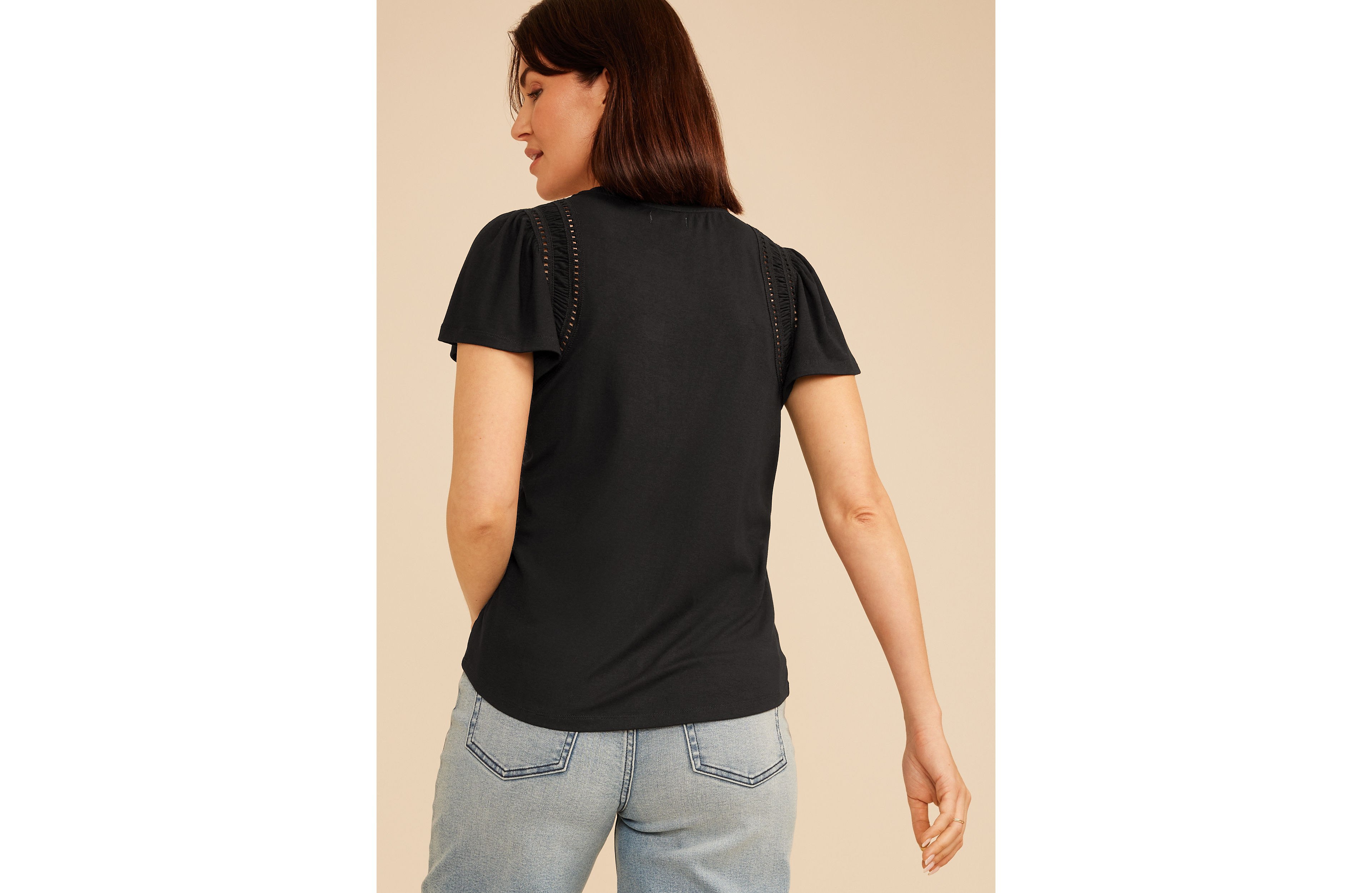 Lattice Trim Flutter Sleeve Tee
