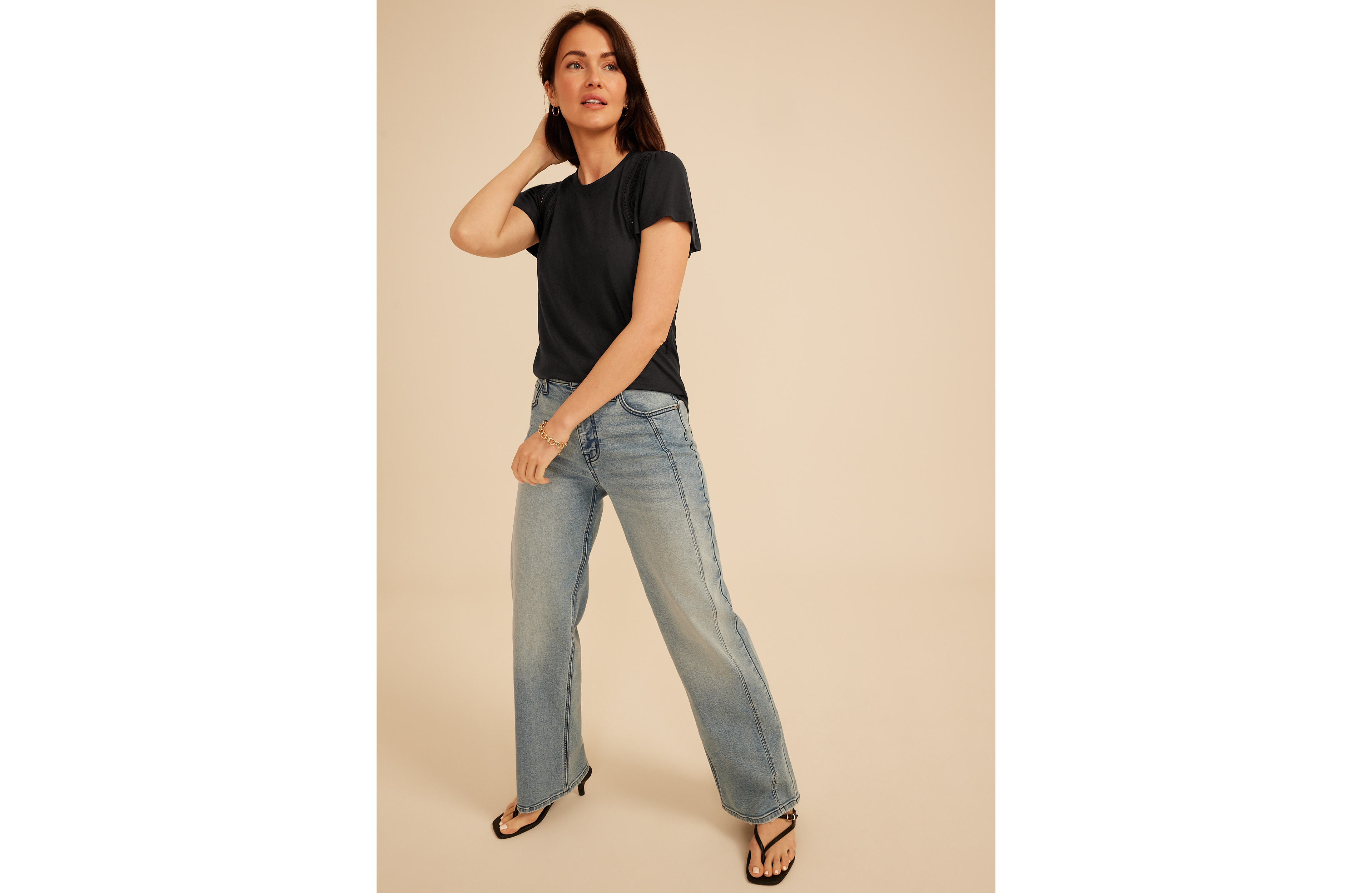 Lattice Trim Flutter Sleeve Tee