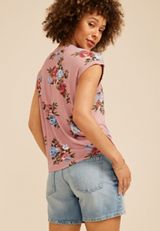 24/7 Berkley Floral V Neck Short Sleeve Tee, C574, small