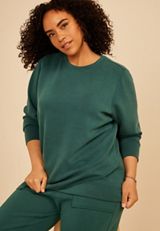 Plus Size Cloud Scuba Knit Tulip Hem Sweatshirt, C2735, small