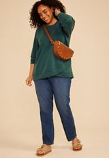 Plus Size Cloud Scuba Knit Tulip Hem Sweatshirt, C2735, small
