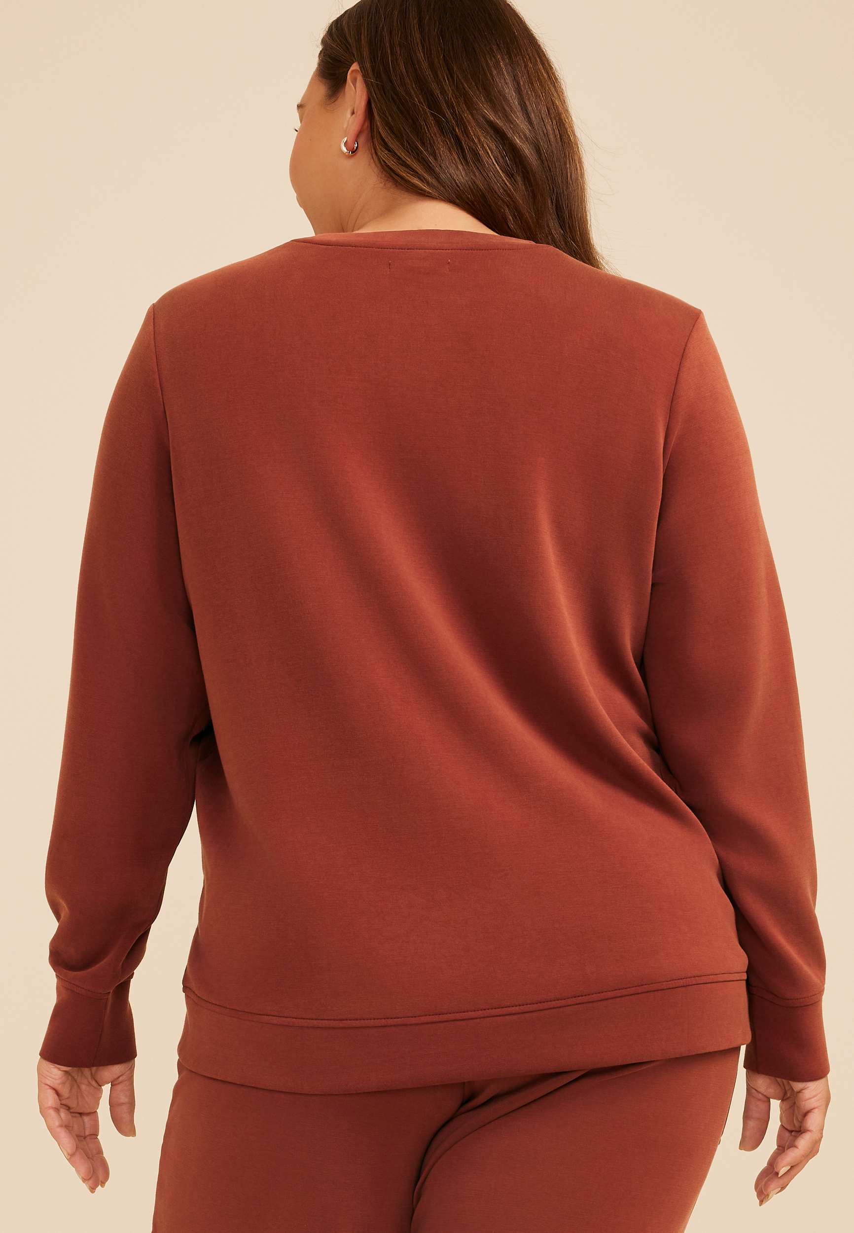Plus Size Cloud Scuba Knit Tulip Hem Sweatshirt - thumbnail 2