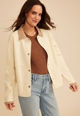 Gingham Collar Twill Jacket, C4563, small