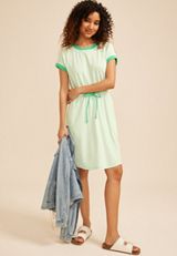 24/7 Striped Tie Waist Mini Dress, C2343, small