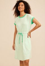 24/7 Striped Tie Waist Mini Dress, C2343, small
