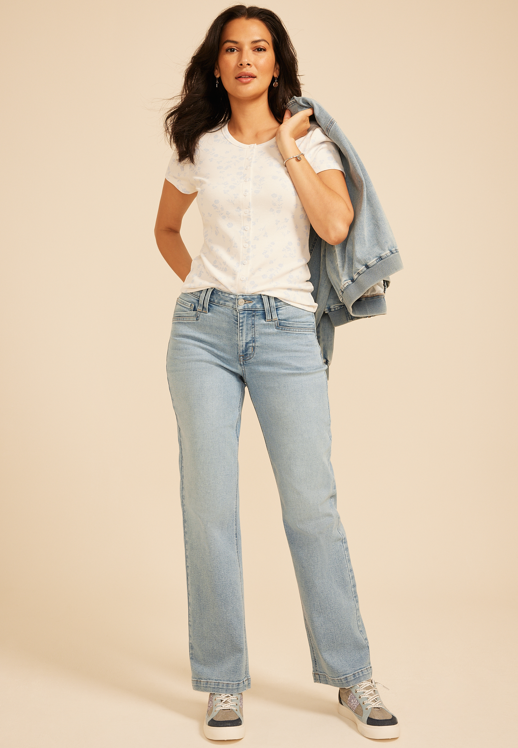 m jeans by maurices&trade; Light High Rise Slant Pocket Wide Leg Jean